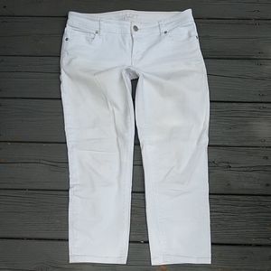 LOFT modern crop white pants